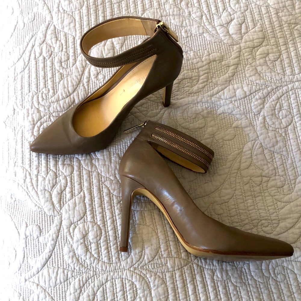 Banana Republic ankle-wrap stilettos; beige
